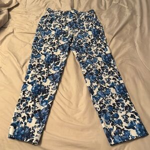 89th & Madison Blue and White Floral High Rise Pant S